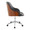 Bacci office chair in Chrome Metal, Walnut Wood, Black PU, side view, featuring swivel and adjustable height