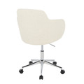 Boyne office chair in Chrome Metal, Cream Fabric, back and side view, featuring swivel and adjustable height