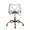 Charlotte accent chair in Antique Copper Metal, White Textured Wood, Blue Fabric, back view, featuring swivel and adjustable height