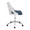 Charlotte office chair in Chrome Metal, White Textured Wood, Blue Fabric, side view, featuring swivel and adjustable height