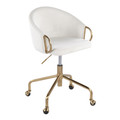 Claire Contemporary/Glam Task Chair in Gold Metal and Cream Velvet — product view