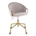 Claire Contemporary/Glam Task Chair in Gold Metal and Silver Velvet — product view