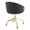 Claire office furniture in Gold Metal, Black PU, back and side view, featuring swivel and adjustable height