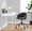 Claire Contemporary/Glam Task Chair in Black Metal and Black Faux Leather with Silver Metal Accents — lifestyle photo 1