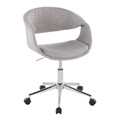 Curvo Upholstered Contemporary Task Chair in Chrome Metal and Grey Fabric — product view