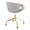 Curvo Upholstered Contemporary Task Chair in Gold Metal and Grey Fabric — rear three-quarter view