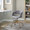 Curvo Upholstered Contemporary Task Chair in Gold Metal and Grey Fabric — lifestyle photo 1