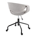 Curvo office furniture in Black Metal, Grey Fabric, back and side view, featuring swivel and adjustable height
