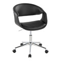 Curvo Upholstered Contemporary Task Chair in Chrome Metal and Black Faux Leather — product view