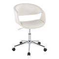Curvo Upholstered Contemporary Task Chair in Chrome Metal and White Faux Leather — product view