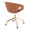 Curvo office furniture in Gold Metal, Camel PU, back and side view, featuring swivel and adjustable height