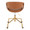 Curvo office furniture in Gold Metal, Camel PU, back view, featuring swivel and adjustable height