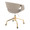 Curvo Upholstered Contemporary Task Chair in Gold Metal and Light Grey Faux Leather — rear three-quarter view