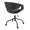 Curvo Upholstered Contemporary Task Chair in Black Metal and Black Faux Leather — rear three-quarter view