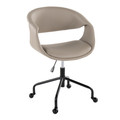 Curvo Upholstered Contemporary Task Chair in Black Metal and Light Grey Faux Leather — product view
