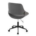 Fabrizzi office chair in Black Metal, Grey PU, back and side view, featuring swivel and adjustable height