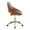 Fabrizzi office chair in Gold Metal, Walnut Wood, Grey Fabric, side view, featuring swivel and adjustable height