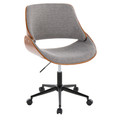 Fabrizzi Contemporary Office Chair in Black Metal, Walnut Wood, and Grey Fabric — product view