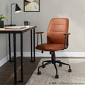 Fredrick office chair in Black Metal, Brown PU