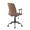 Fredrick office chair in Black Metal, Espresso PU, back and side view, featuring swivel and upholstered seat
