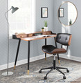 Lombardi office chair in Black Metal, Walnut Wood, Black PU
