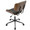 Lombardi office chair in Black Metal, Walnut Wood, Black PU, back and side view