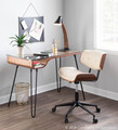 Lombardi office chair in Black Metal, Walnut Wood, Cream PU