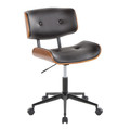 Lombardi Mid-Century Modern Adjustable Office Chair with Swivel in Walnut Wood and Espresso Faux Leather — product view