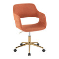 Margarite Contemporary Task Chair in Gold Metal and Orange Fabric — product view