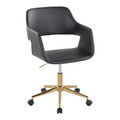 Margarite Contemporary Task Chair in Gold Metal and Black Faux Leather — product view