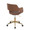 Margarite Contemporary Task Chair in Gold Metal and Brown Faux Leather — rear three-quarter view