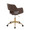 Margarite office furniture in Gold Metal, Espresso PU, back and side view, featuring swivel and upholstered seat