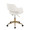 Margarite office furniture in Gold Metal, White PU, back and side view, featuring swivel and upholstered seat