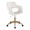 Margarite office furniture in Gold Metal, White PU, product view, featuring swivel and upholstered seat