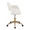 Margarite office furniture in Gold Metal, White PU, side view, featuring swivel and upholstered seat