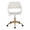 Margarite office furniture in Gold Metal, White PU, front view, featuring swivel and upholstered seat