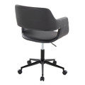 Margarite office furniture in Black Metal, Black PU, back and side view, featuring swivel and upholstered seat
