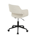 Margarite office furniture in Black Metal, Cream PU, back and side view, featuring swivel and upholstered seat