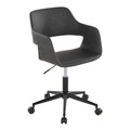 Margarite Contemporary Task Chair in Black Metal and Grey Faux Leather — product view