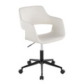 Margarite Contemporary Task Chair in Black Metal and White Faux Leather — product view