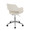 Margarite Contemporary Task Chair in Chrome Metal and Cream Faux Leather — rear three-quarter view