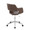 Margarite office furniture in Chrome Metal, Espresso PU, back and side view, featuring swivel and upholstered seat