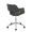 Margarite Contemporary Task Chair in Chrome Metal and Grey Faux Leather — rear three-quarter view