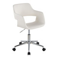 Margarite Contemporary Task Chair in Chrome Metal and White Faux Leather — product view