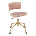 Tania Contemporary Task Chair in Gold Metal and Pink Velvet — product view