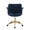 Vintage Flair Mid-Century Modern Office Chair in Gold Metal and Blue Velvet — back view