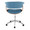 Vintage Mod office chair in Chrome Metal, Walnut Wood, Blue Fabric, back view, featuring swivel and upholstered seat