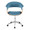 Vintage Mod office chair in Chrome Metal, Walnut Wood, Blue Fabric, front view, featuring swivel and upholstered seat