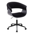 Vintage Mod Mid-Century Modern Office Chair in Black Metal, Black Wood and Black Velvet — product view