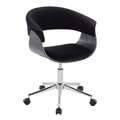 Vintage Mod Mid-Century Modern Office Chair in Chrome Metal, Black Wood and Black Velvet — product view